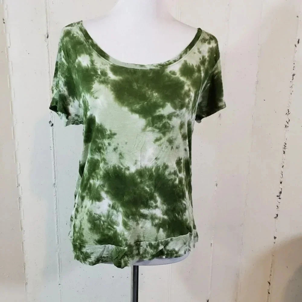 Cappagallo M green/white tiedye‎ top